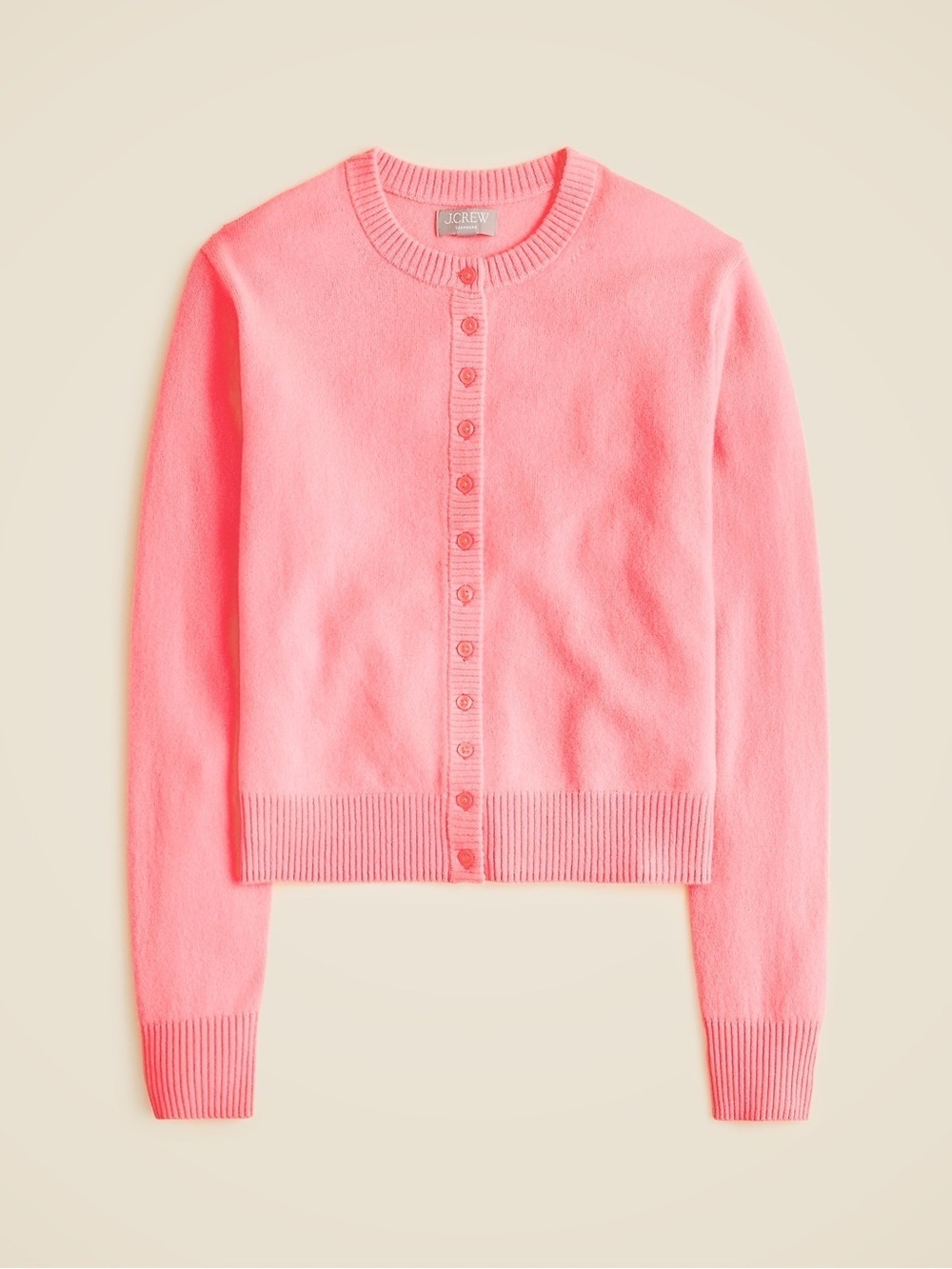 J. Crew Perfect Cashmere Cardigan in Neon Vivid Coral Size XL NWT - Picture 3 of 10